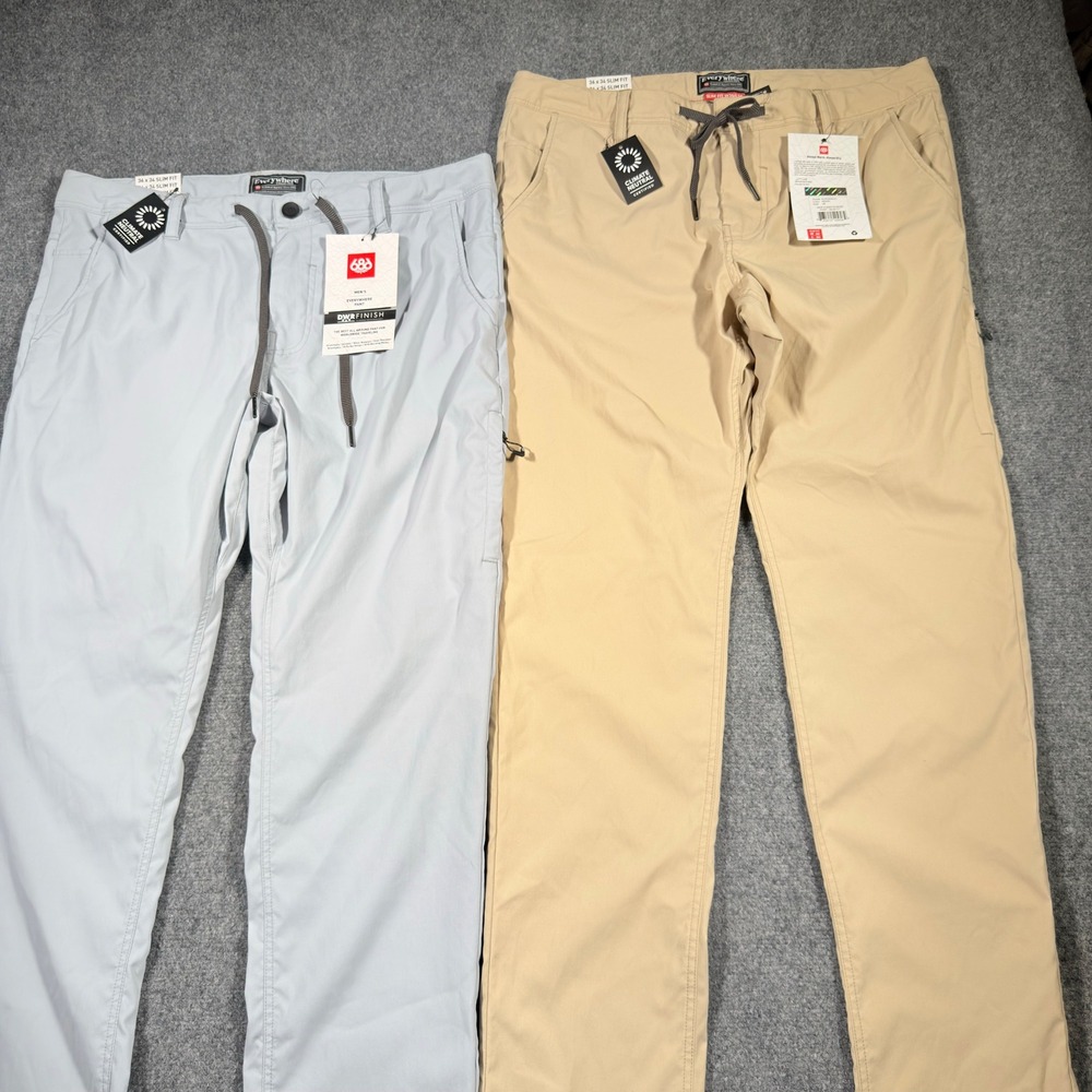 686 Everywhere Pant Men 36x34 Slim Fit Blue Fog Khaki Lot of 2